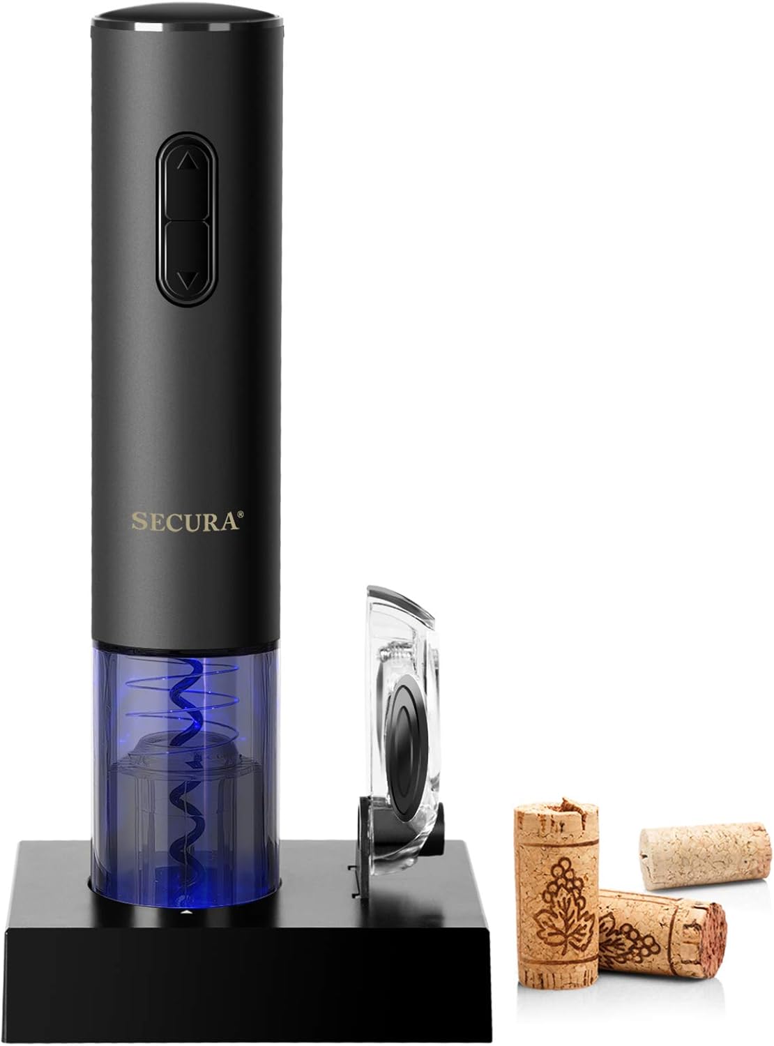 Electric Wine Opener, Automatic Electric Wine Bottle Corkscrew Opener with Foil Cutter, Rechargeable (Stainless Steel)
