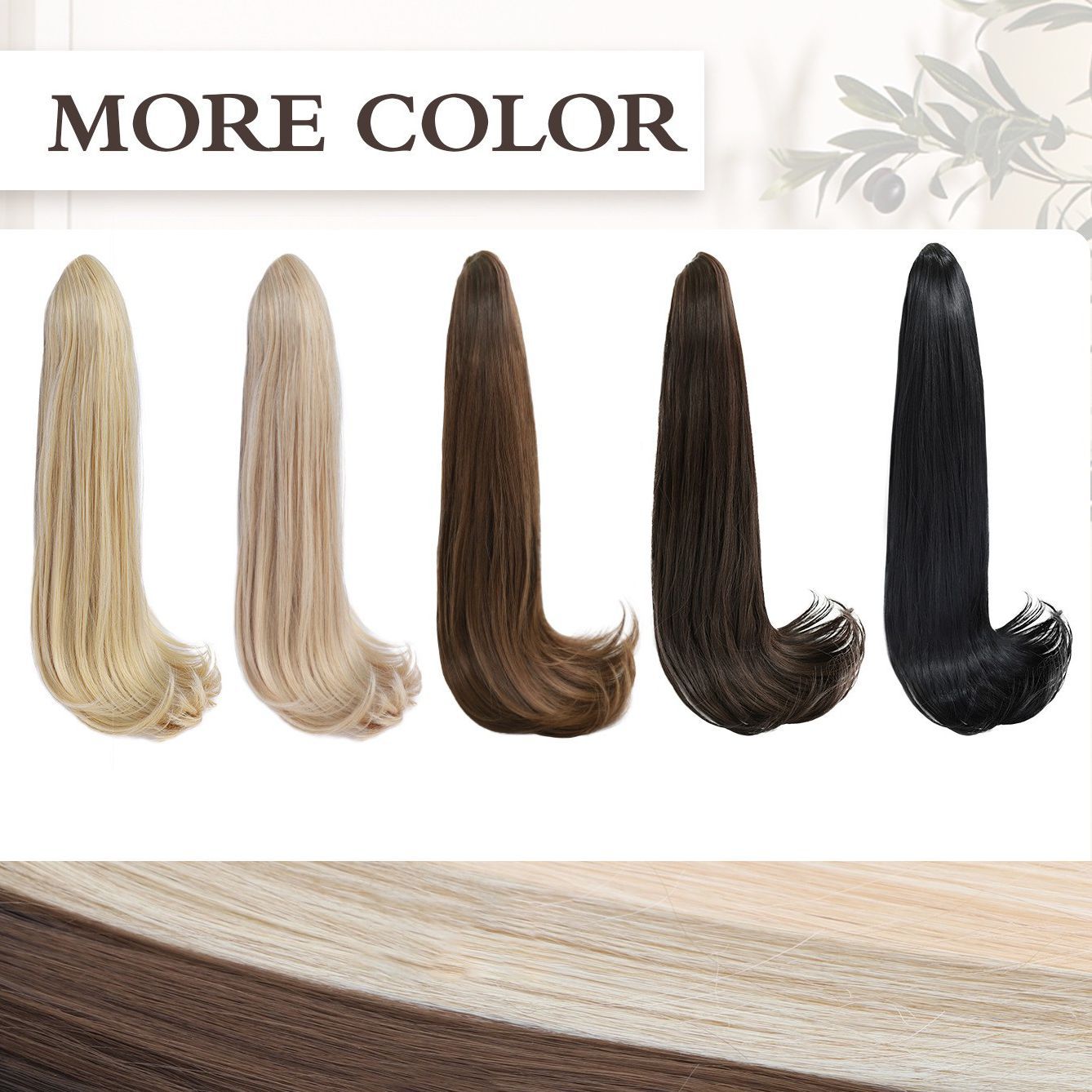 High-temperature synthetic hair female long hair slightly curled short curly hair with clips in the ponytail naturally held in the palm of the hand with fluffy curls