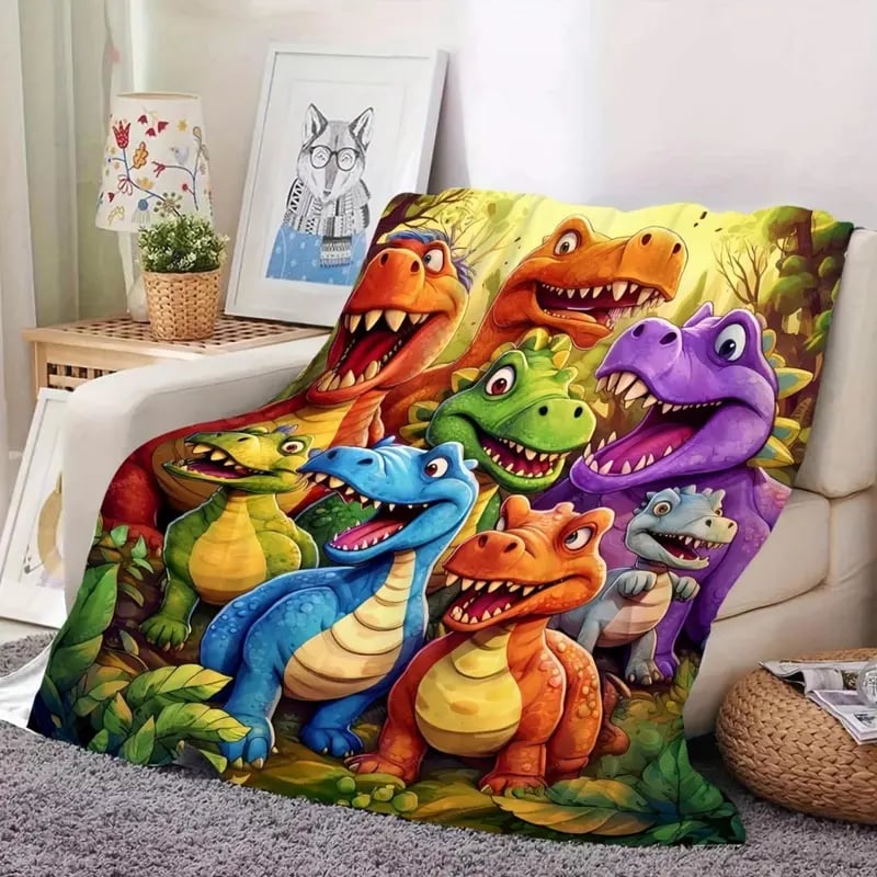 🔥On Sale🔥Cute Smiling Dinosaurs HD Digital Print Flannel