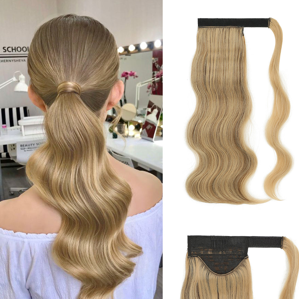 European and American wigs, Velcro ponytail long curly hair, body big wave extension hair, hot wire fluffy egg roll ponytail辫