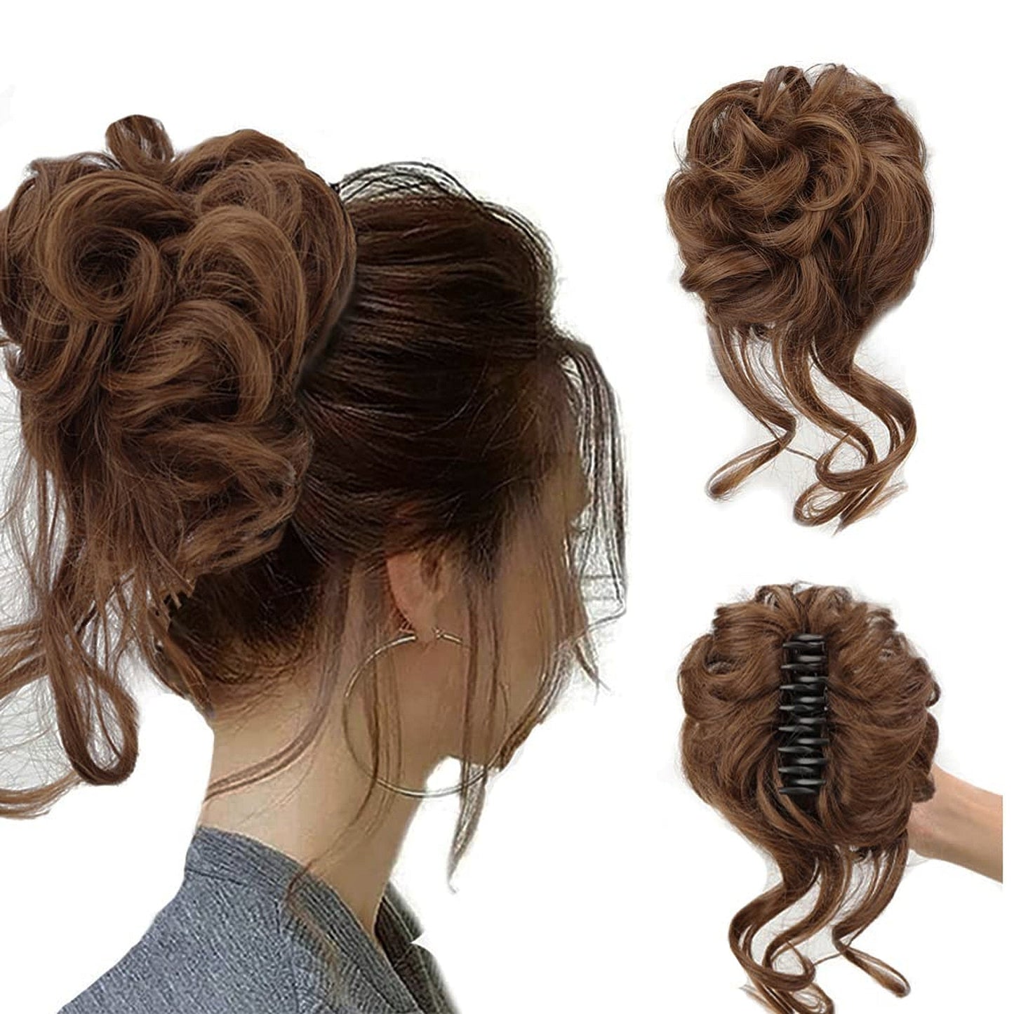 Messy Bun Hair Piece Wavy Curly Chignon Ponytail Hairpiece for Daily Wear