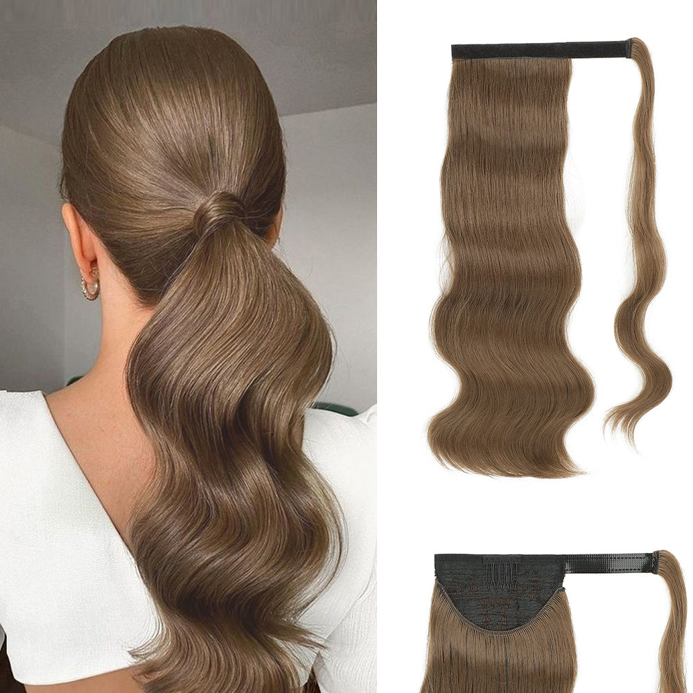 European and American wigs, Velcro ponytail long curly hair, body big wave extension hair, hot wire fluffy egg roll ponytail辫