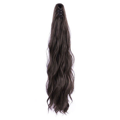 Synthetic fiber wig ponytail for European women in long style with wavy waves, made of Canicaron Silk elastic hair clips