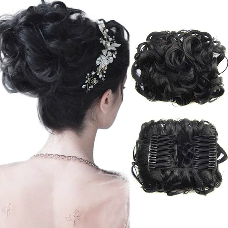 Short Messy Curly Dish Hair Bun Extension