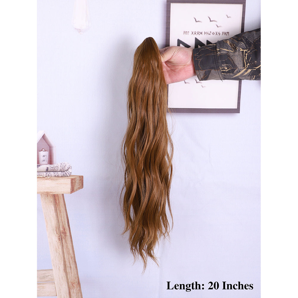 Synthetic fiber wig ponytail for European women in long style with wavy waves, made of Canicaron Silk elastic hair clips