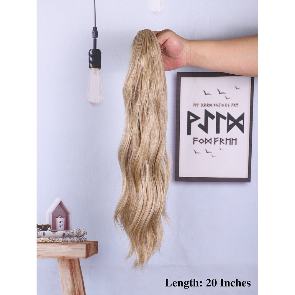 Synthetic fiber wig ponytail for European women in long style with wavy waves, made of Canicaron Silk elastic hair clips
