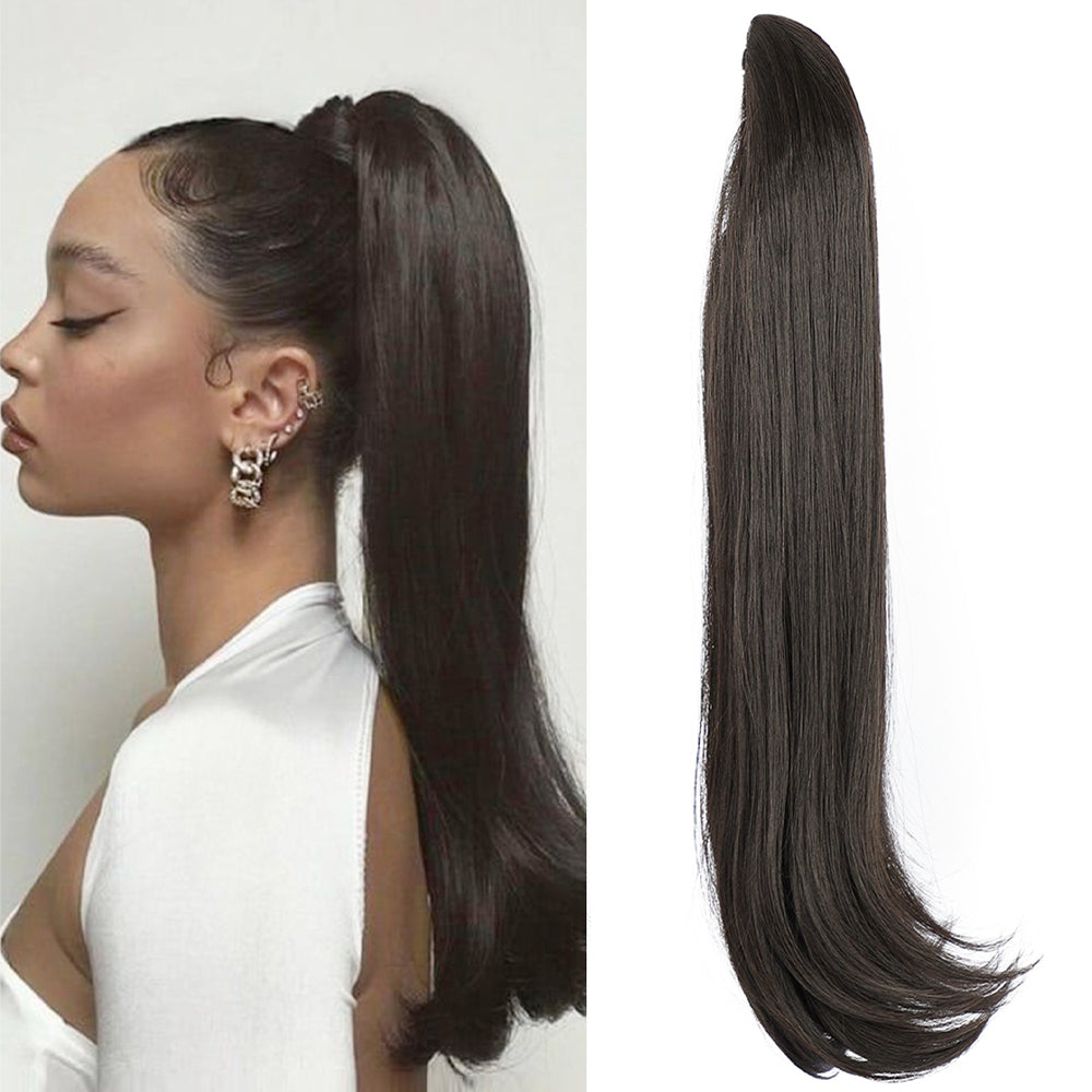 High-temperature synthetic hair female long hair slightly curled short curly hair with clips in the ponytail naturally held in the palm of the hand with fluffy curls