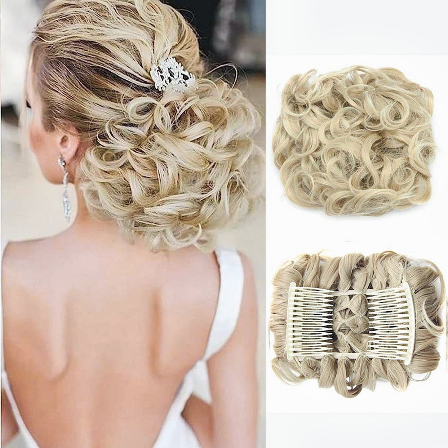 Short Messy Curly Dish Hair Bun Extension