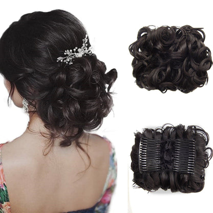Short Messy Curly Dish Hair Bun Extension