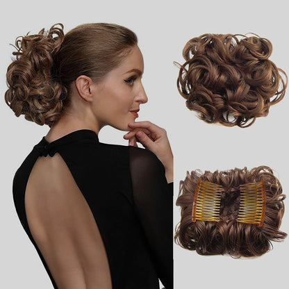 Short Messy Curly Dish Hair Bun Extension