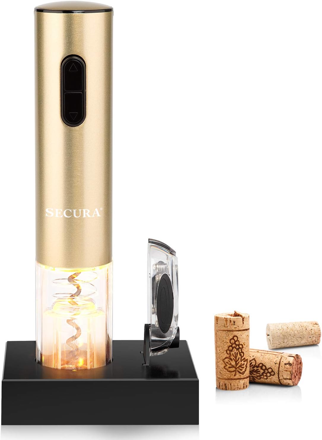 Electric Wine Opener, Automatic Electric Wine Bottle Corkscrew Opener with Foil Cutter, Rechargeable (Stainless Steel)