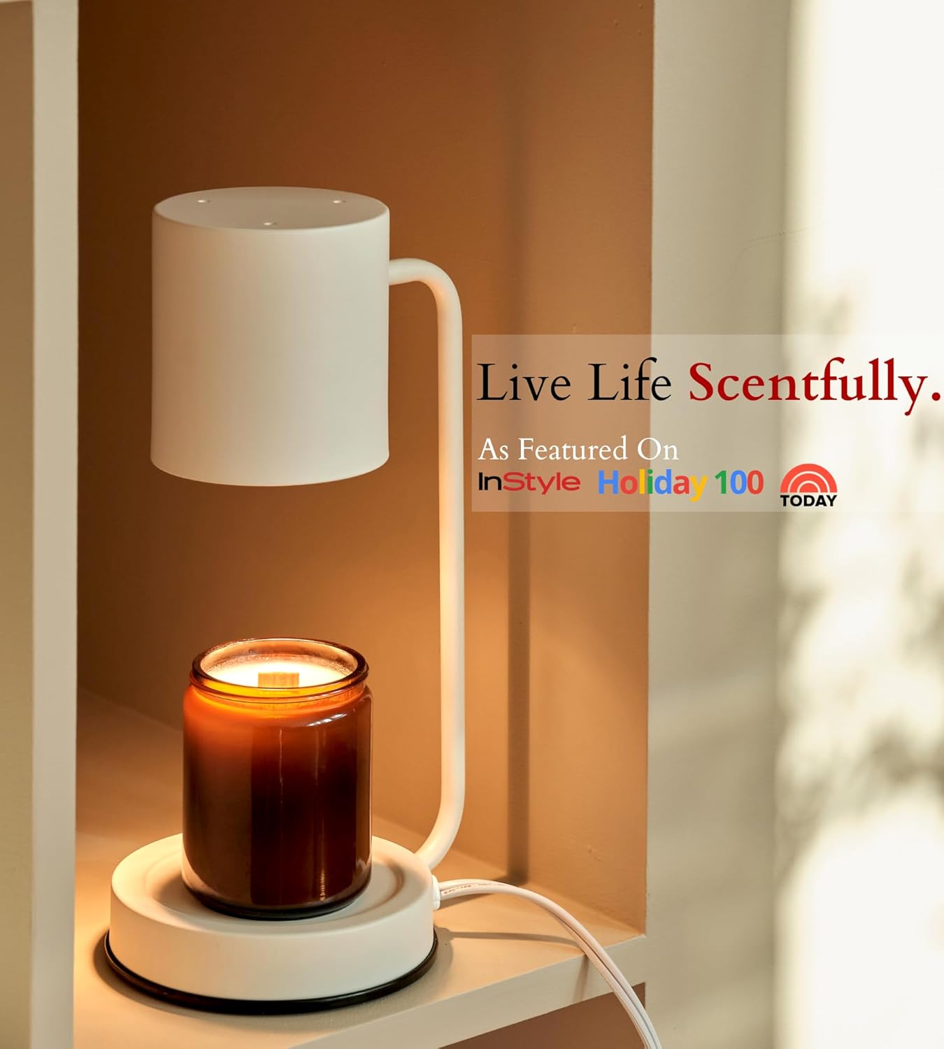 Cozyberry® Querencia Lamp, Yankee Candle Compatible, Metal, Dimvable Candle Melter, Small & Large Jar Sizes (White)