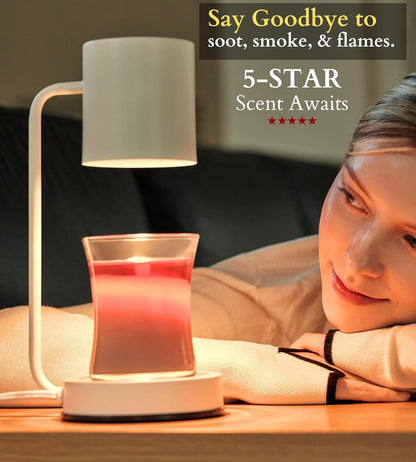 Cozyberry® Querencia Lamp, Yankee Candle Compatible, Metal, Dimvable Candle Melter, Small & Large Jar Sizes (White)