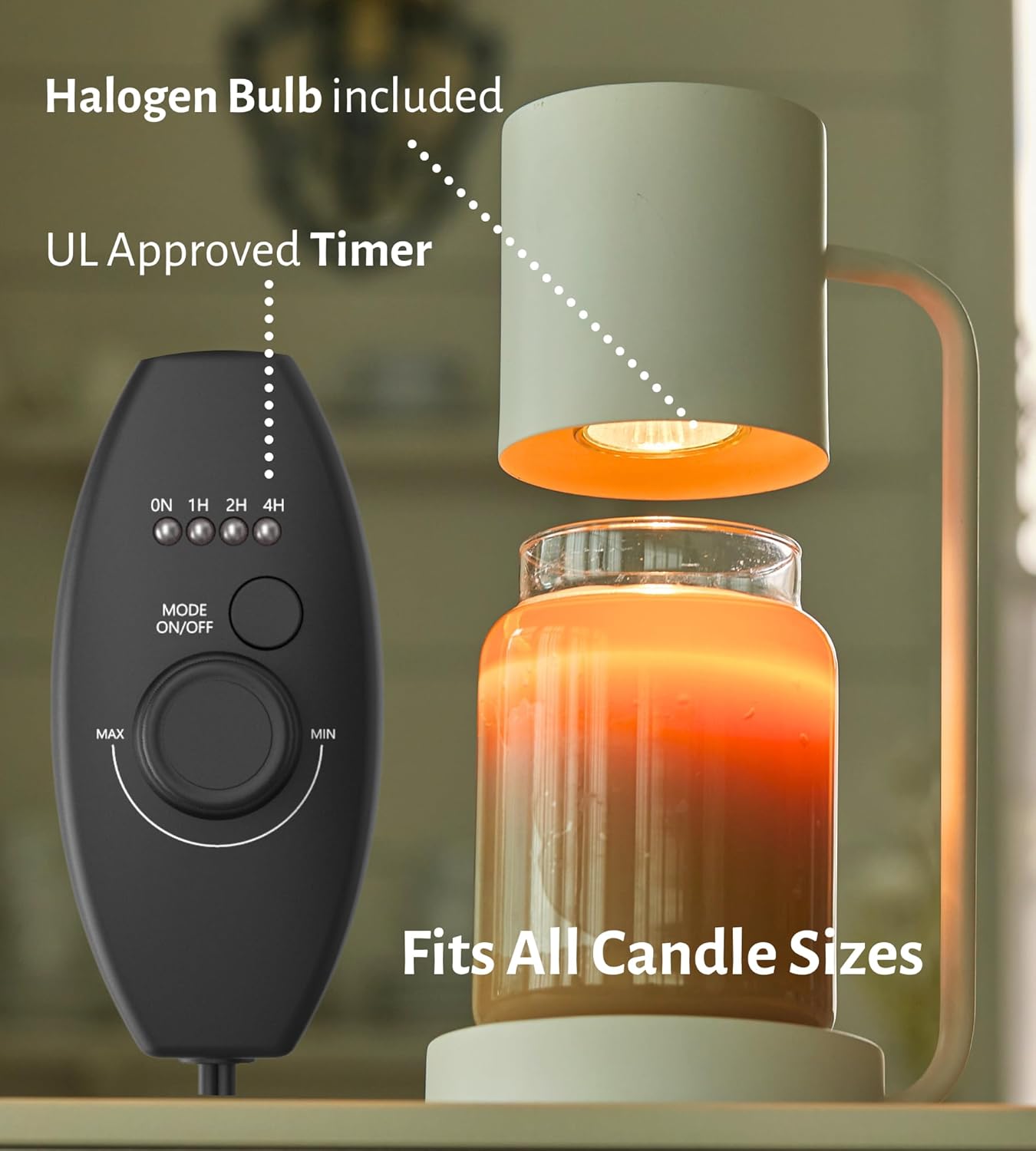 Cozyberry® Querencia Lamp, Yankee Candle Compatible, Metal, Dimvable Candle Melter, Small & Large Jar Sizes (White)