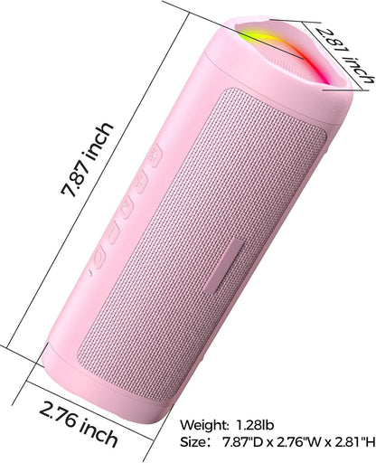 Bluetooth Speaker Stocking Stuffers for Men Women Teens Boys Girls: Portable Wireless, IPX5 Waterproof, White Elephant Gifts for Adults, Up to 20H Playtime, TWS Pair, for Home/Party/Outdoor (Pink)