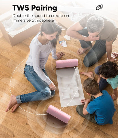 Bluetooth Speaker Stocking Stuffers for Men Women Teens Boys Girls: Portable Wireless, IPX5 Waterproof, White Elephant Gifts for Adults, Up to 20H Playtime, TWS Pair, for Home/Party/Outdoor (Pink)