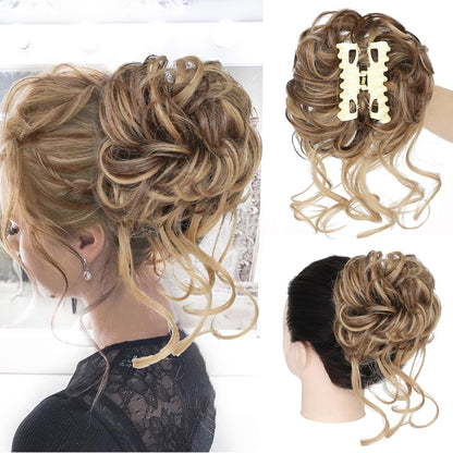 Messy Bun Hair Piece Wavy Curly Chignon Ponytail Hairpiece for Daily Wear