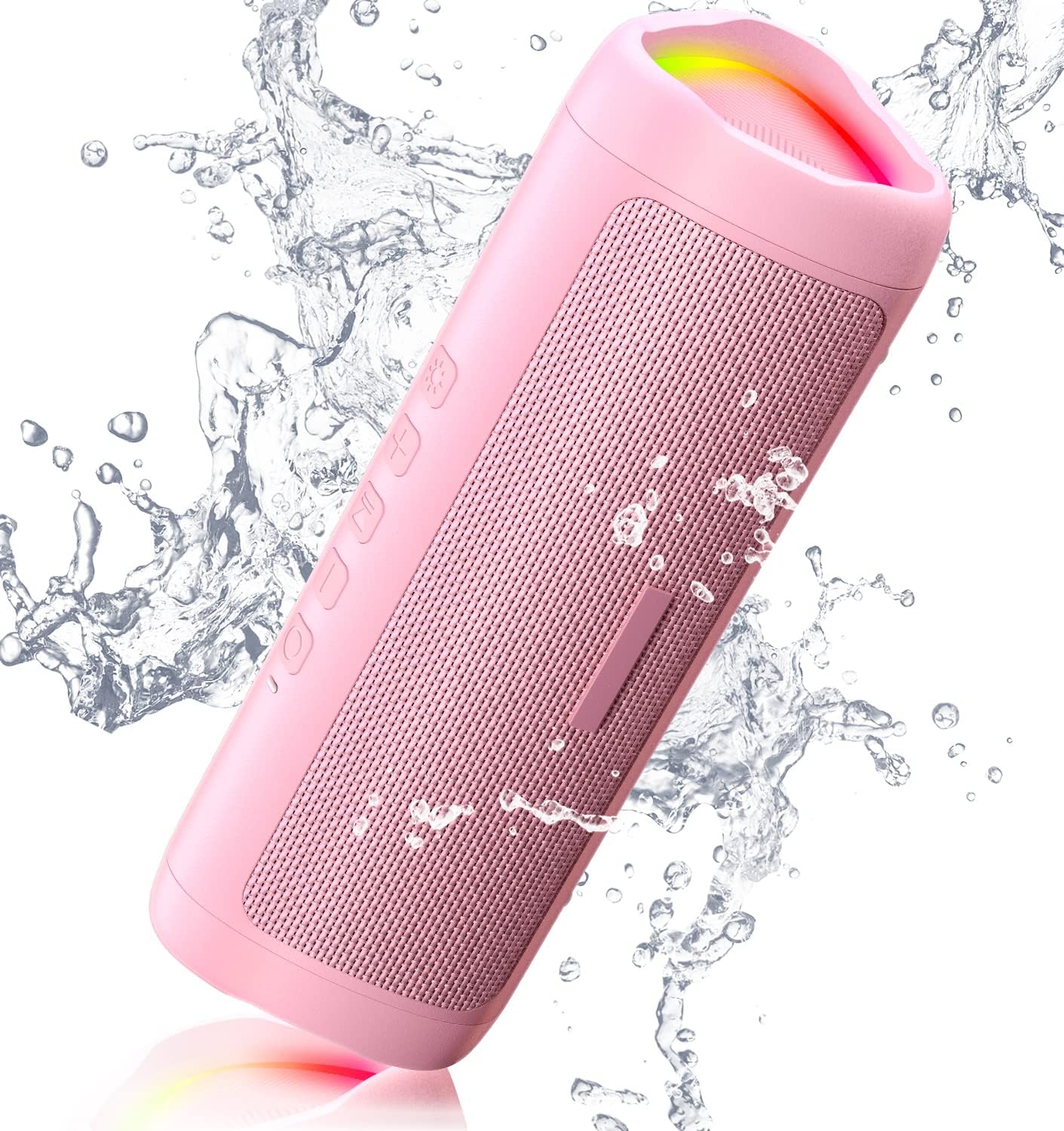 Bluetooth Speaker Stocking Stuffers for Men Women Teens Boys Girls: Portable Wireless, IPX5 Waterproof, White Elephant Gifts for Adults, Up to 20H Playtime, TWS Pair, for Home/Party/Outdoor (Pink)