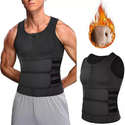 💪Men Body Shaper Sauna Vest Waist Trainer Double Belt