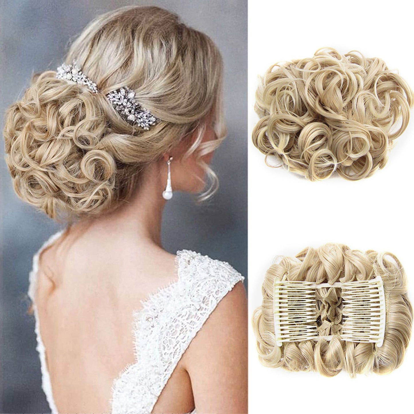 Short Messy Curly Dish Hair Bun Extension