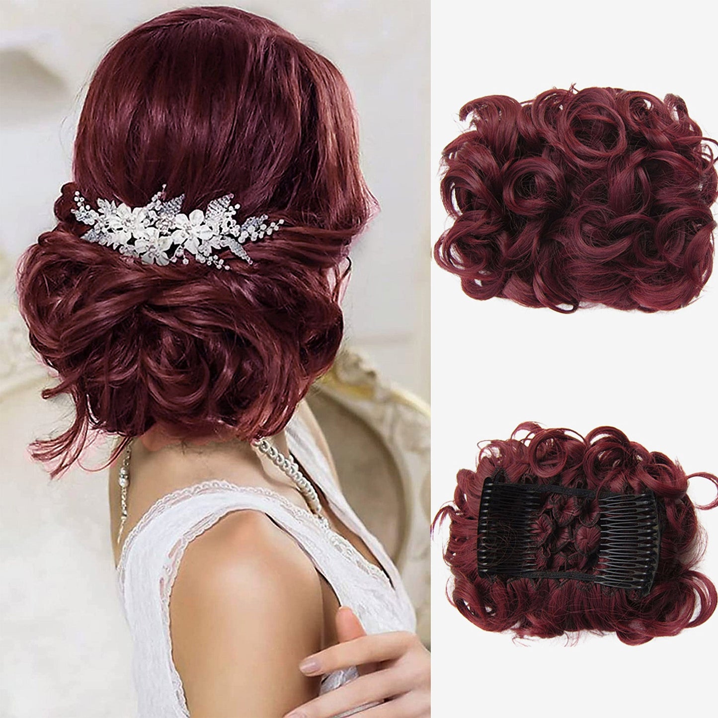 Short Messy Curly Dish Hair Bun Extension