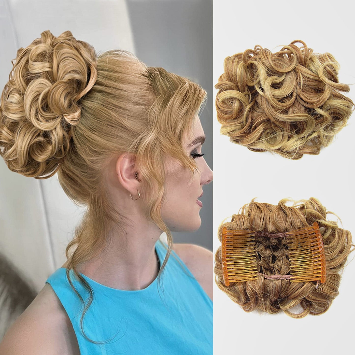 Short Messy Curly Dish Hair Bun Extension