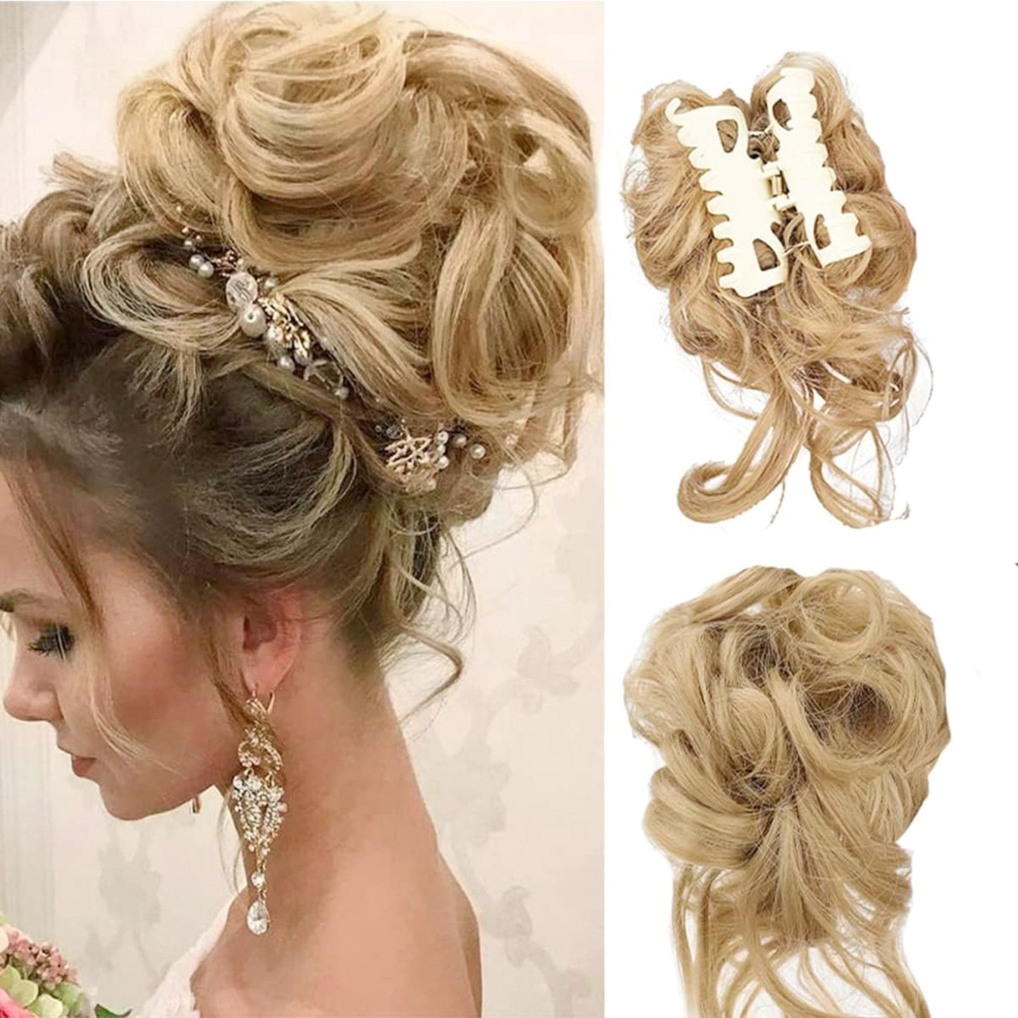 Messy Bun Hair Piece Wavy Curly Chignon Ponytail Hairpiece for Daily Wear