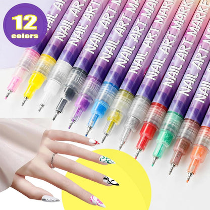 🎨12 Colors Nail Art Pens Set