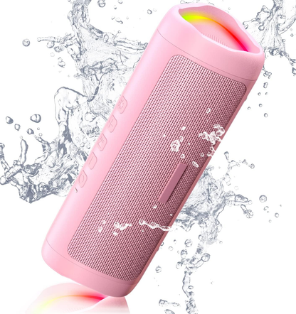 Bluetooth Speaker Stocking Stuffers for Men Women Teens Boys Girls: Portable Wireless, IPX5 Waterproof, White Elephant Gifts for Adults, Up to 20H Playtime, TWS Pair, for Home/Party/Outdoor (Pink)