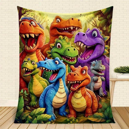 🔥On Sale🔥Cute Smiling Dinosaurs HD Digital Print Flannel