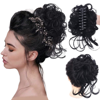 Messy Bun Hair Piece Wavy Curly Chignon Ponytail Hairpiece for Daily Wear