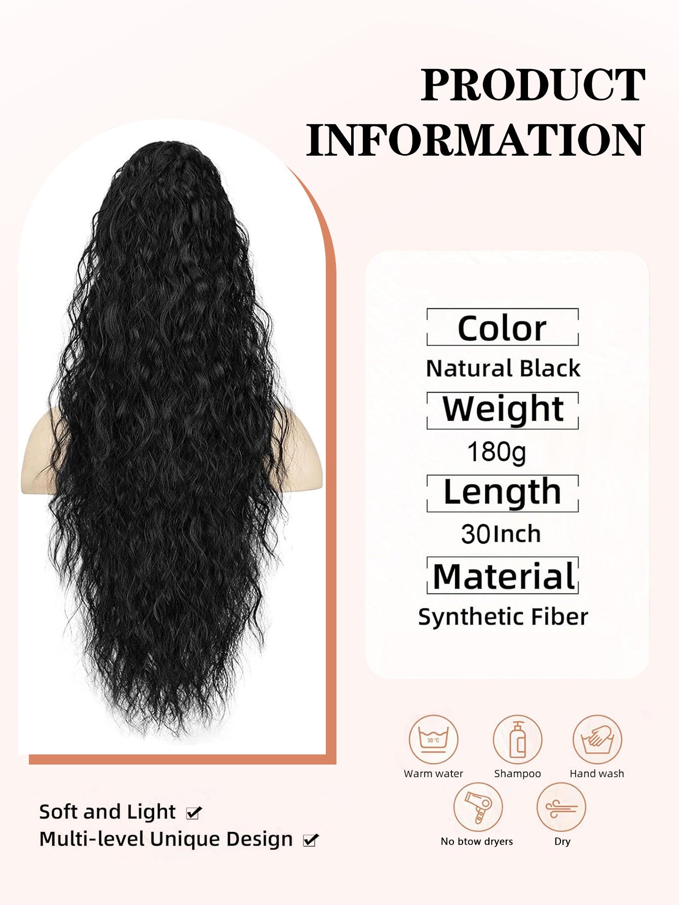 30inch Curly Clip-In Ponytail with Braids — Full Volume, No Damage