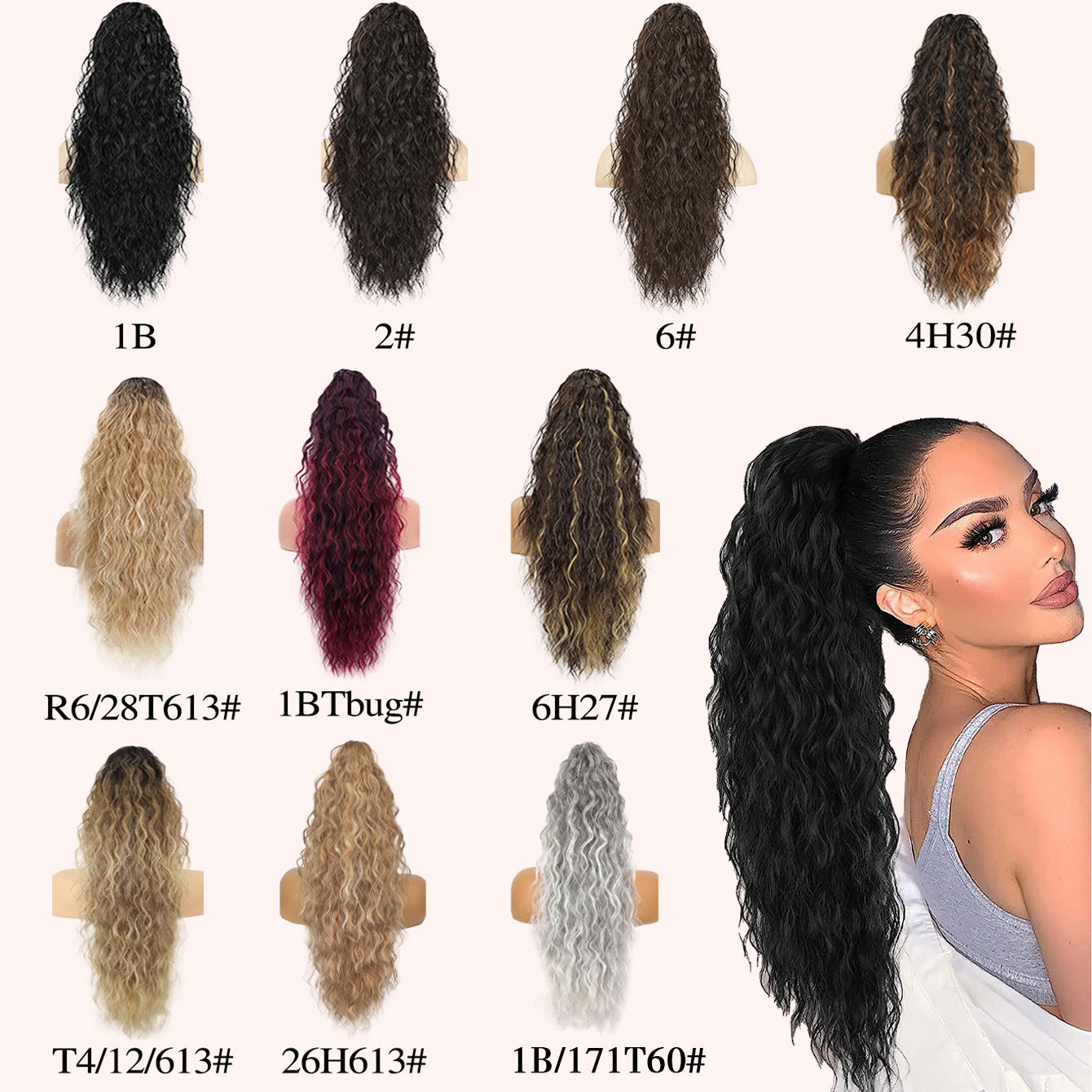 30inch Curly Clip-In Ponytail with Braids — Full Volume, No Damage