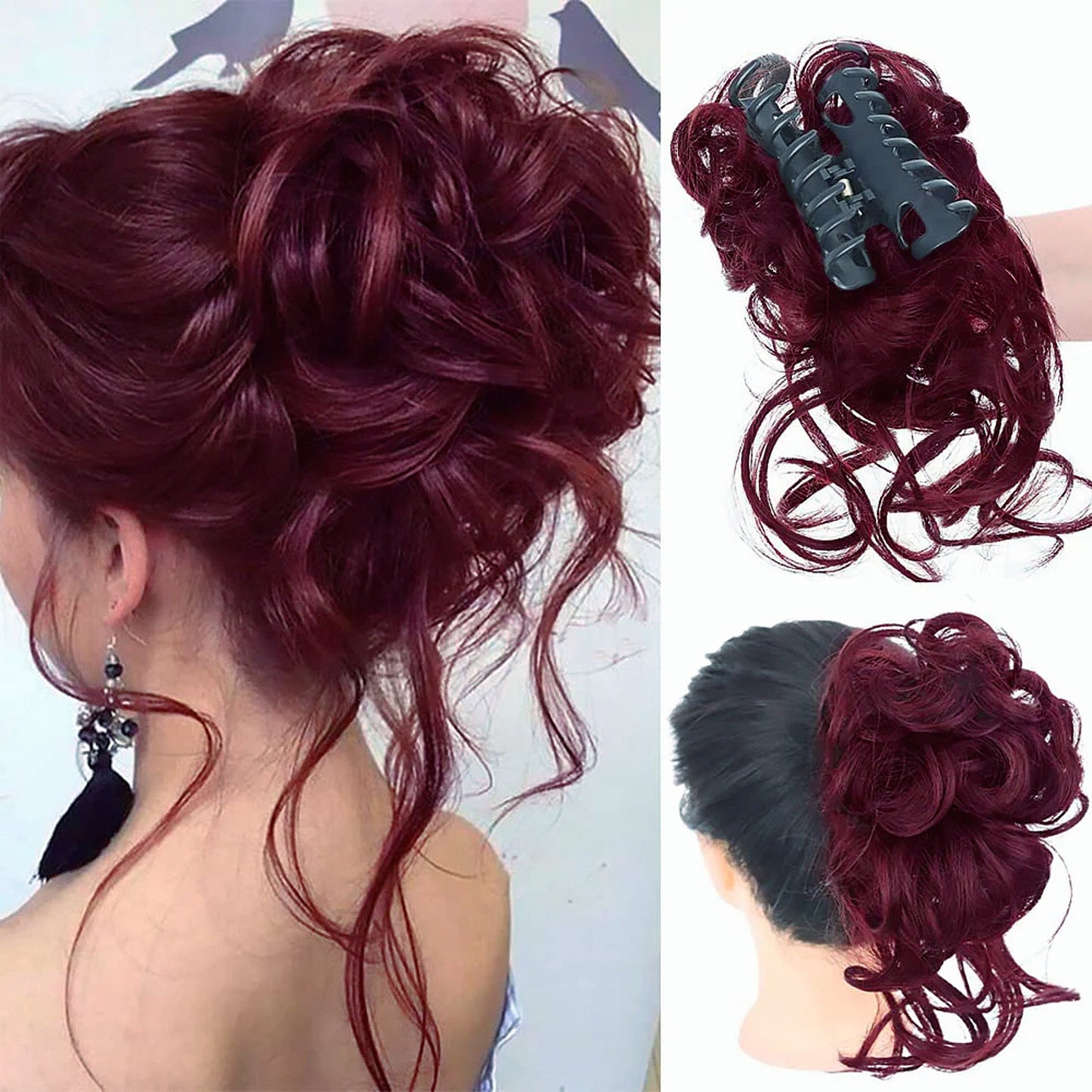 Messy Bun Hair Piece Wavy Curly Chignon Ponytail Hairpiece for Daily Wear